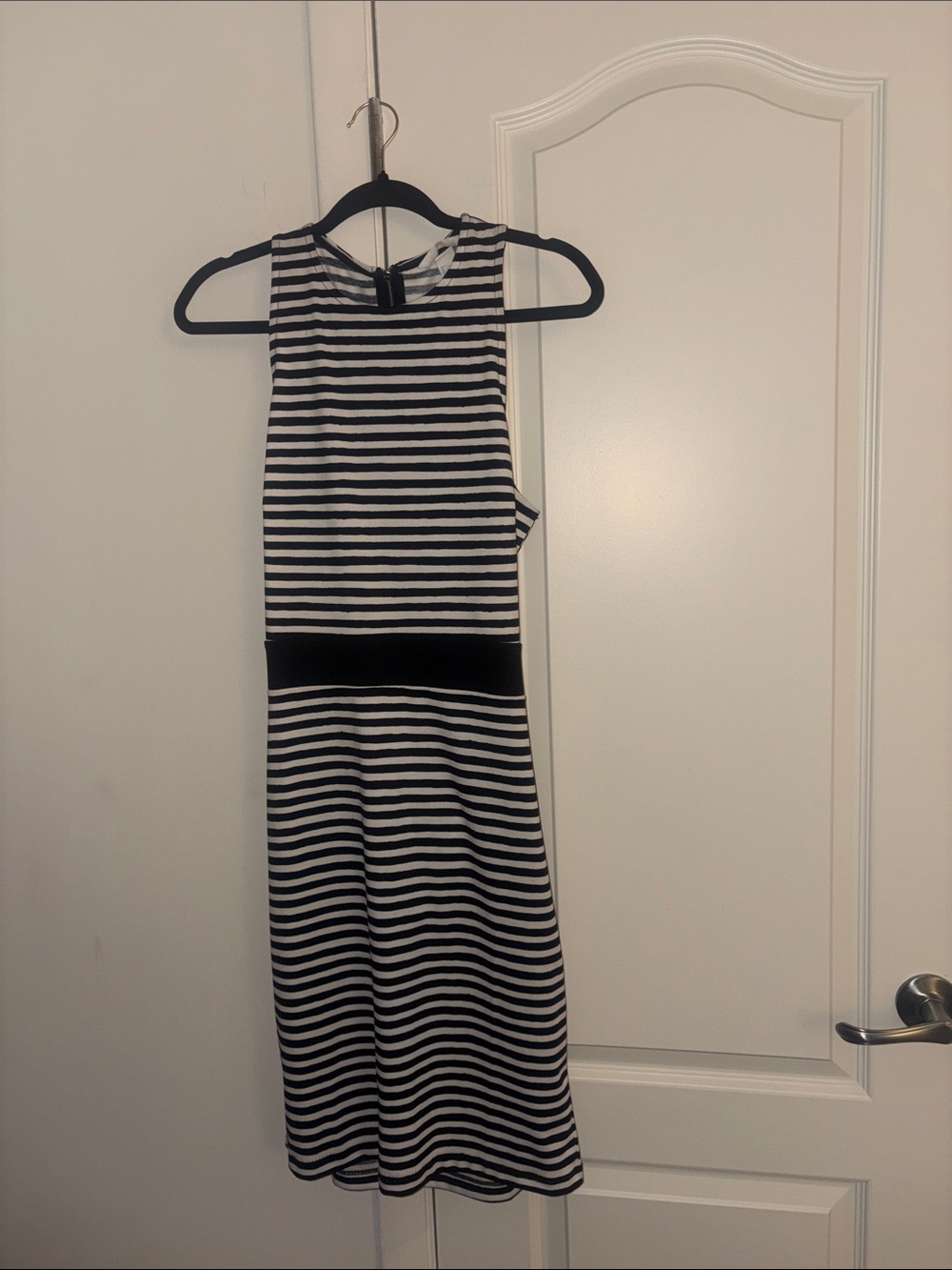 H&M Black and White Striped Midi Dress
